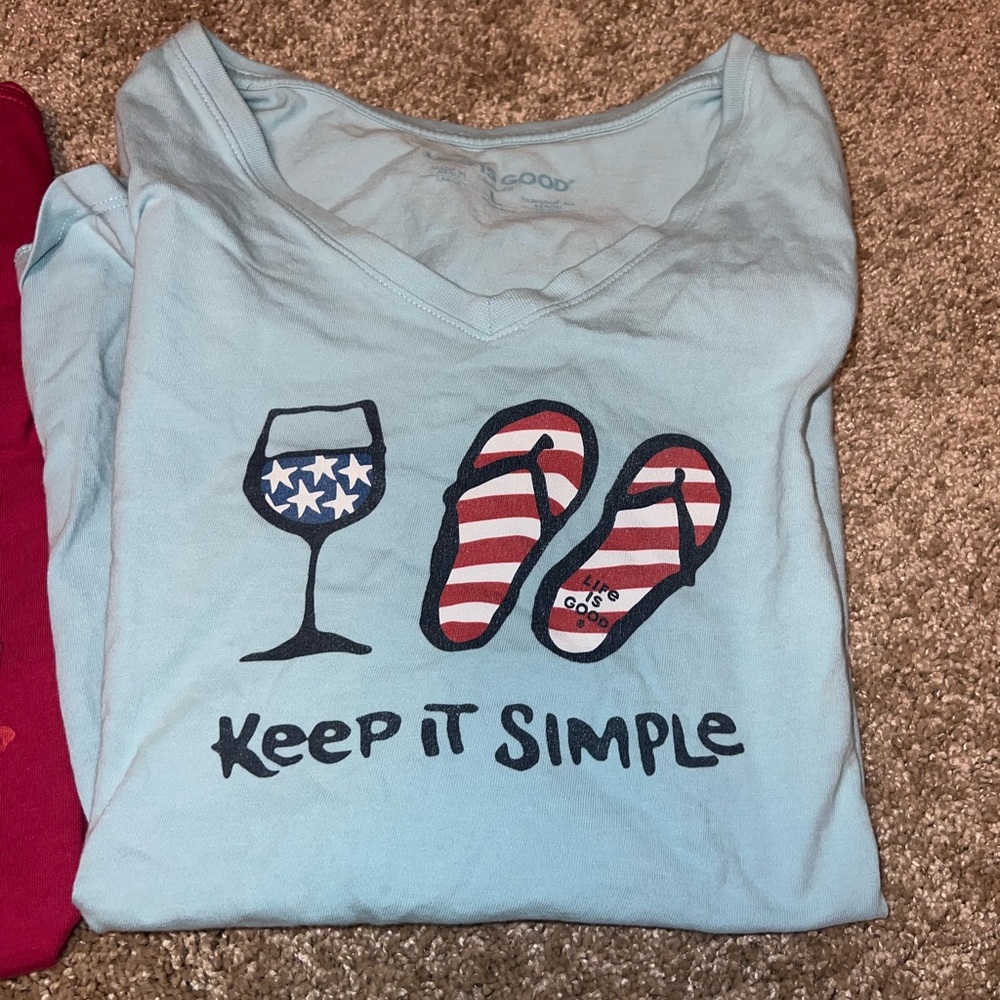 Lot of 8 Women’s Life Is Good Shirts V- Neck Size XL Summer Vibes Short Sleeve - Picture 7 of 10